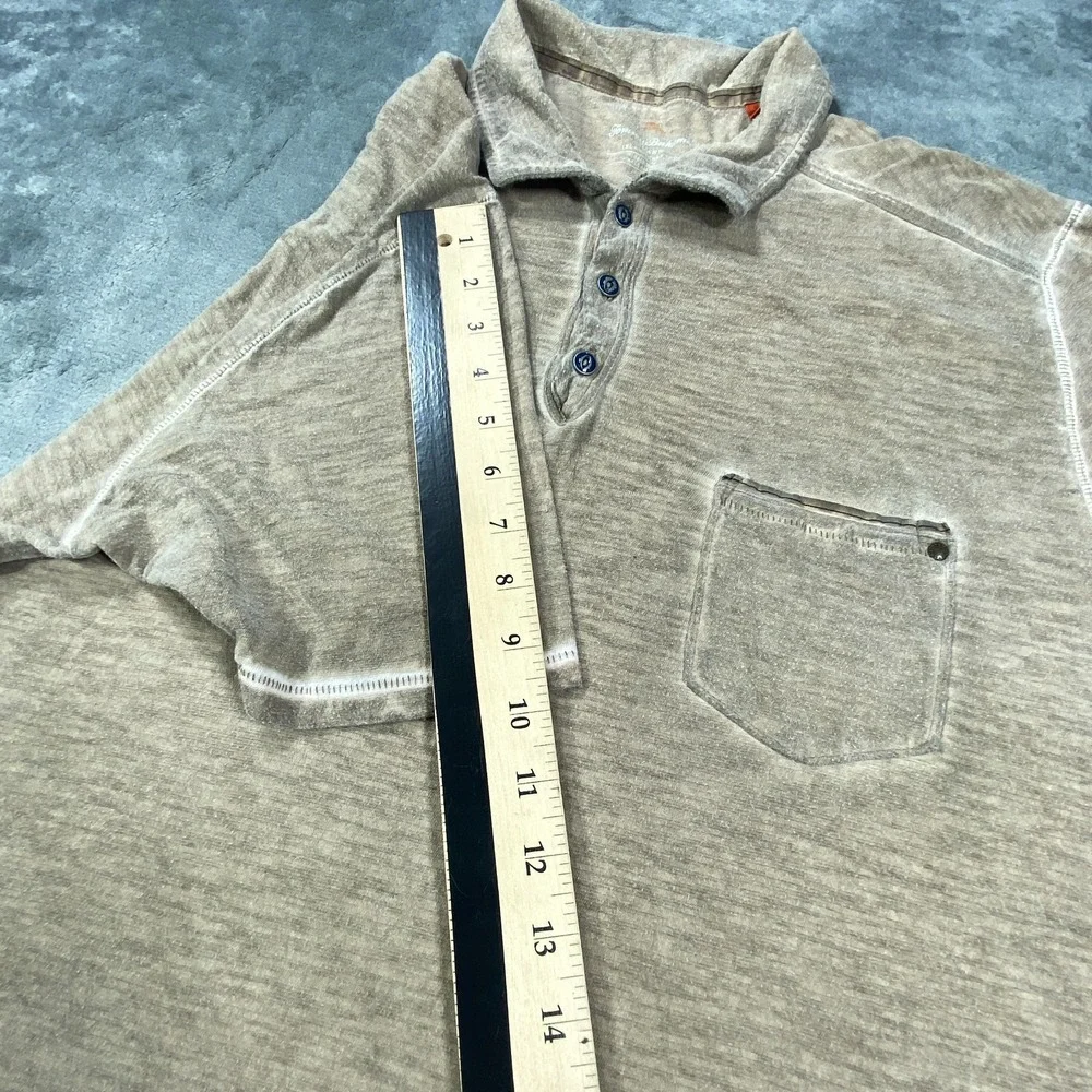 Tommy Bahama Shirt Men Large Beige Faded Style Island Crafted Beach Coastal Peru